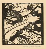Il ponte al sole - Die Brücke in Stampa by Giovanni Giacometti, 1911, Woodcut, sold Jun 2022