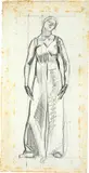 Ferdinand Hodler, Studie zu "Blick ins Unendliche", Around 1913, Drawing in pencil, squared