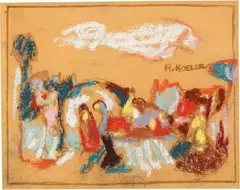 Figürliche Komposition by Adolf Hölzel, Around 1925, Colour chalk drawing, sold Jun 2022