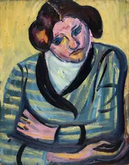 Hermann Huber, Frauenbildnis, Around 1911-1913, Oil on wood