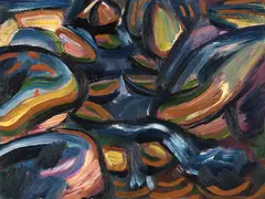 Hermann Huber, Bachbett, 1911-1913, Oil on wood