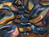 Hermann Huber, Bachbett, 1911-1913, Oil on wood