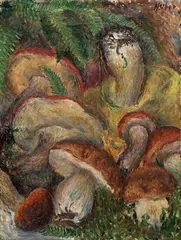 Hermann Huber, Stillleben mit Steinpilzen, 1920, Oil on canvas