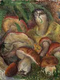 Hermann Huber, Stillleben mit Steinpilzen, 1920, Oil on canvas