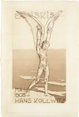 Ex-Libris Hans Kollwitz by Käthe Kollwitz, 1908, Line etching and aquatint, printed in brown, sold Jun 2022