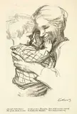 Mutter mit Kind auf dem Arm by Käthe Kollwitz, Beginning of April 1916, Chalk lithograph, sold Jun 2022