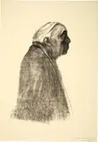 Käthe Kollwitz, Selbstbildnis im Profil nach rechts, 1938 (?), late print