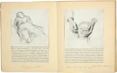 Käthe Kollwitz, Handschriftliches Umbruch-Manuskript, Around 1924, Collage and pencil in blind ribbon