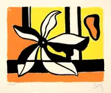 Fernand Léger, Fleur sur fond jaune et orange, Around 1954, Colour serigraph