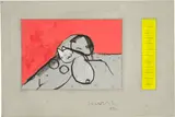 Alois Lichtsteiner, AL1982.079 (Trainingszeiten), 1982, Invitation card painted over in oil paint, enclosed in painted cardboard and in original frame