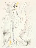 André Masson, Akt mit Flügel, Around 1950, Drawing in pen and ink, watercolours