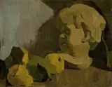 Werner Neuhaus, Stillleben mit Puttenkopf und Quitten, Oschwand 1922, Oil on canvas