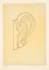Meret Oppenheim, Das Ohr von Giacometti, 1974, Etching