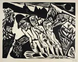 Hermann Scherer, Figuren in Landschaft, Around 1925/26, edition 1974/76, Woodcut