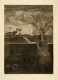 Gottardo Guido Segantini, Annunziazione del nuovo verbo. -  Verlobungsanzeige von Bianca Segantini und Gustav Niedermann 1905. - Ultima fatica del giorno. - Frauenportrait (Porträt seiner Mutter) 1901. -  Giovanni Segantini (Porträt seines Vaters), 5 etchings