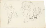 Karl Stauffer-Bern, Zwei Putti, Pencil drawing