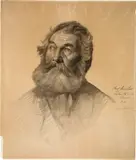 Karl Stauffer-Bern, Studie zu einem bärtigen alten Mann, 1876, Charcoal drawing