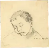 Karl Stauffer-Bern, Schlafender Knabe, 1878, Pencil drawing