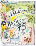 Jean Tinguely, Lausanne Palace 75 - Vin d'anniversaire 75, 1990, Felt-tip pen, pencil, biros, collaged