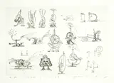 Jean Tinguely, Maschinenskizze zum Basler Fasnachtsbrunnen, 1977, Etching
