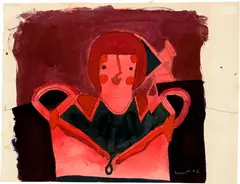 Herzdame by Francisco Benjamin Lopez Toledo, 1963, Watercolour over preliminary drawing in pen and ink, sold Jun 2022