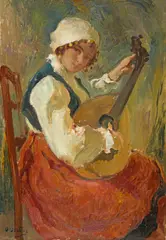 Otto Vautier d.Ä., Jeune femme à la mandoline, Around 1910, Oil on canvas