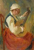 Otto Vautier d.Ä., Jeune femme à la mandoline, Around 1910, Oil on canvas