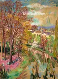 Otto von Wätjen, Park mit Kanal (Hofgarten in Düsseldorf), Around 1920, Oil on canvas