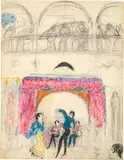 Otto von Wätjen, Tanzsaal in Sevilla, Around 1915, Drawing in pencil and colour pencil