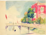 Rotes Haus in Venedig. - 2 Arbeiten: Gondoliere mit zwei Frauen by Otto von Wätjen, Around 1920, 2 drawings in pencil and colour pencil - 1 watercolour over pencil, sold Jun 2022