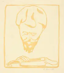 Cuno Amiet, Portrait Giovanni Giacometti beim Lesen, 1907, Woodcut