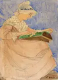 Ernest Bieler, Dentellière, Before 1922, Watercolour over pencil drawing