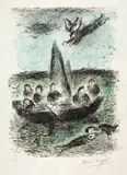 La barque de Jonas by Marc Chagall, 1977, Colour lithograph, sold Sep 2021