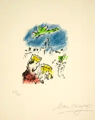 David by Marc Chagall, 1973, Colour lithograph, sold Sep 2021