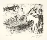Village à l'âne rouge by Marc Chagall, 1984, Lithograph, sold Sep 2021