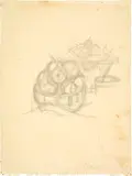 Alberto Giacometti, Compotier et pommes, 1954, Pencil drawing
