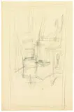 Alberto Giacometti, Dans l'atelier, Circa 1955-1960, Pencil drawing