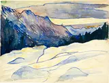 Bergeller Berge im Winter by Giovanni Giacometti, Circa 1907, Watercolour over preliminary drawing in pencil, sold Sep 2021