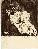 Mutter und Kind I - Annetta mit Bruno by Giovanni Giacometti, 1908, Woodcut, sold Sep 2021