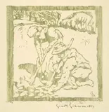 Lavori di primavera - Feldarbeit by Giovanni Giacometti, 1911, Woodcut, sold Sep 2021