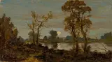 Henri Harpignies, Dämmerung am Fluss