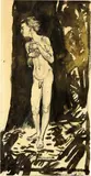 Ferdinand Hodler, Jüngling, 1900/1901, Pen and brush in ink over preliminary drawing in pencil, lightly squared