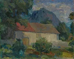 Walter Helbig, Haus mit rotem Dach, 1916, Oil on canvas