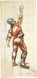 Ferdinand Hodler, Schwörender nach rechts, mit erhobener rechter Hand - Studie zur "Einmütigkeit", 1913, Opaque colours over preliminary drawing in pencil, squared