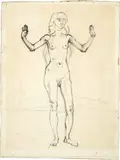 Ferdinand Hodler, Studie zu "Bewunderung", 1903, Drawing in pencil and ink, lightly squared