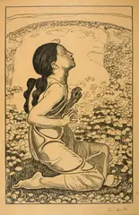 Ferdinand Hodler, Frühlingssehnsucht - Kniendes Mädchen nach rechts, 2. Fassung, Circa 1900 until 1905, Lithograph