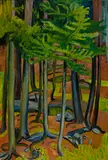 Hermann Huber, Waldinneres mit jungem Baum, Circa 1912, Oil on canvas