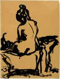 Sitzender Akt nach links by Ernst Ludwig Kirchner, Circa 1905, Brush and ink drawing, sold Sep 2021