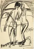 Zwei Badende auf Fehmarn by Ernst Ludwig Kirchner, 1912, Black chalk, sold Sep 2021