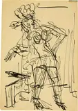 Tänzerin in ganzer Figur by Ernst Ludwig Kirchner, Circa 1921, Ink pen drawing, sold Sep 2021